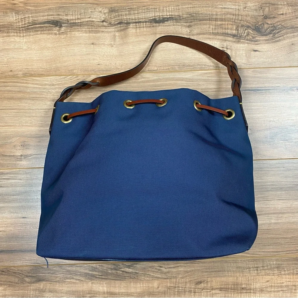 Dooney & Bourke Canvas Drawstring Bucket Bag Color Navy - Picture 5 of 12